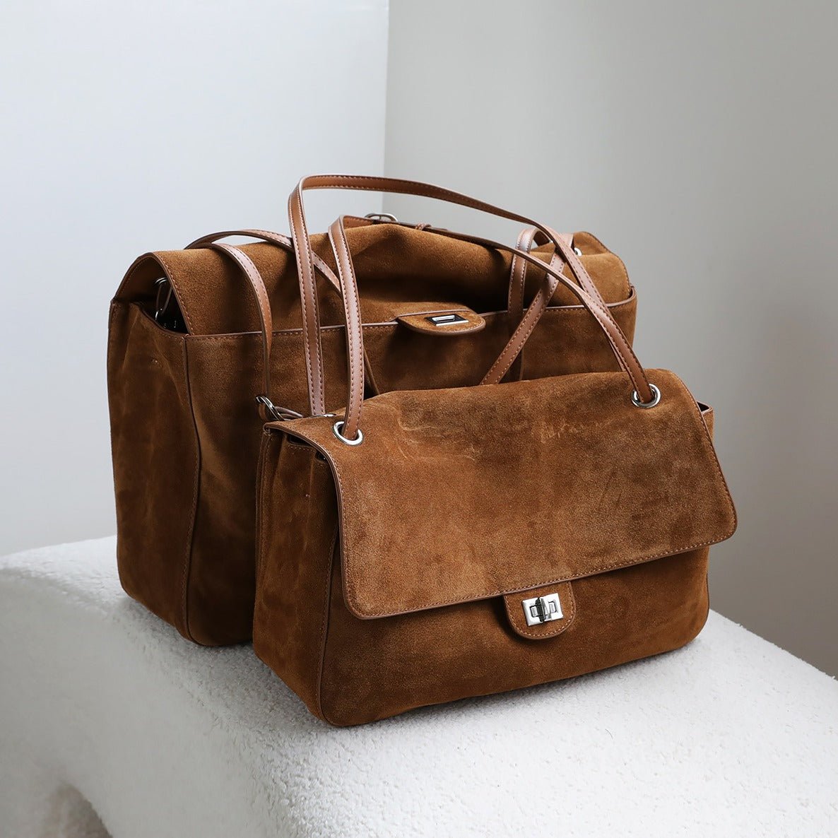 Sac cabas rétro en cuir de vache Lena effet givré