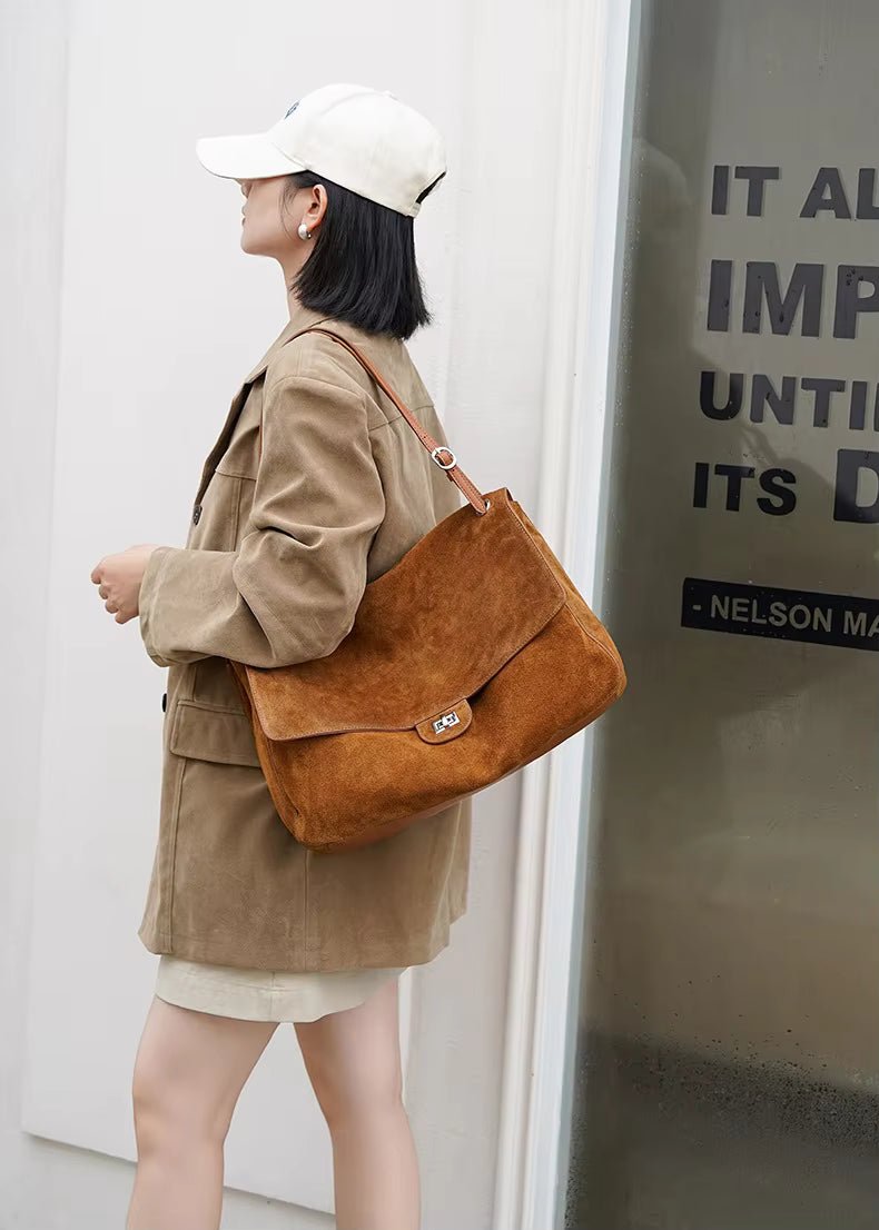 Sac cabas rétro en cuir de vache Lena effet givré