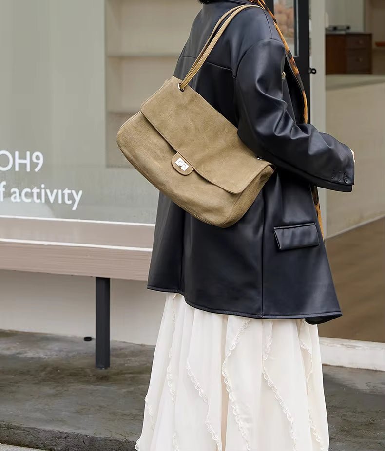 Sac cabas rétro en cuir de vache Lena effet givré