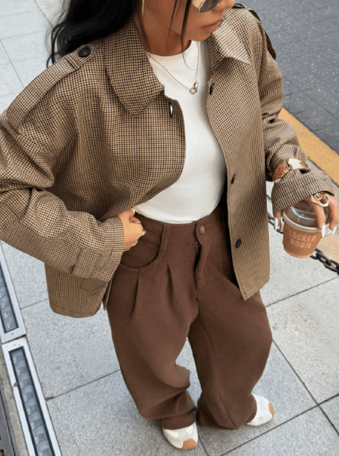 Ellen Houndstooth Plaid Blazer