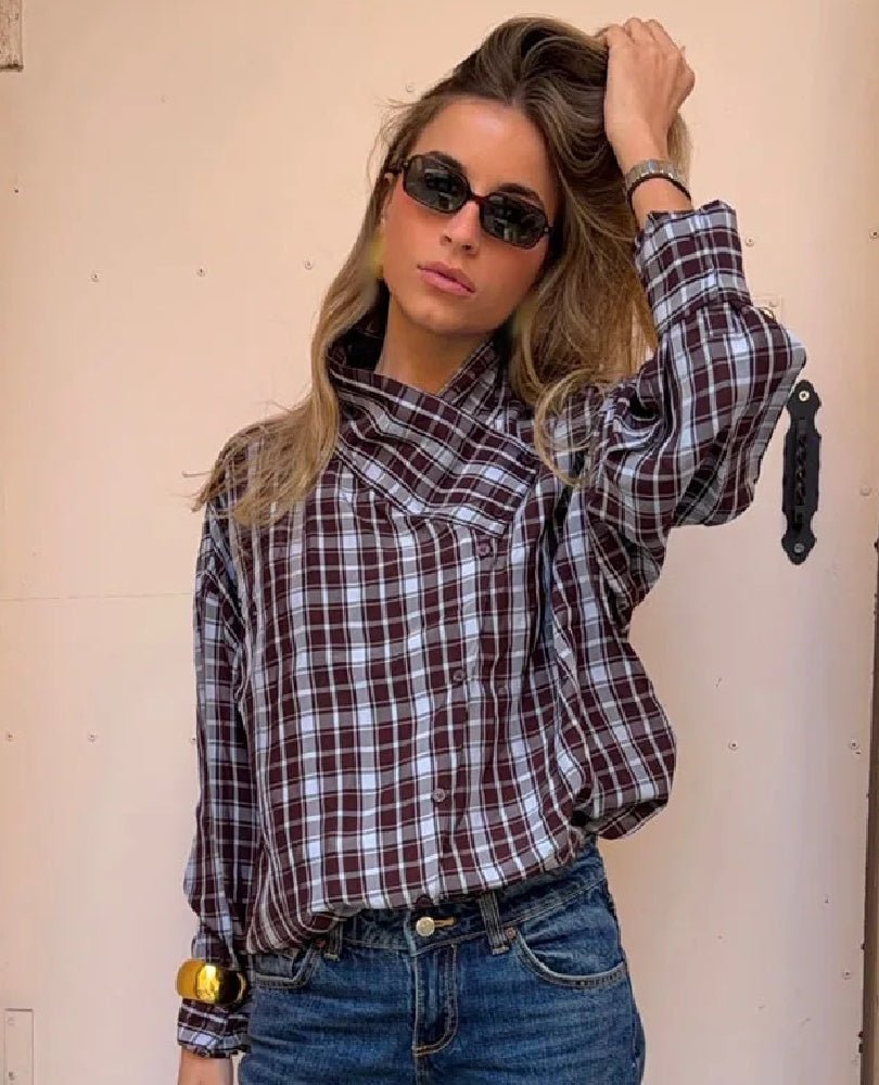 Monica Plaid Poplin Wrap Shirt