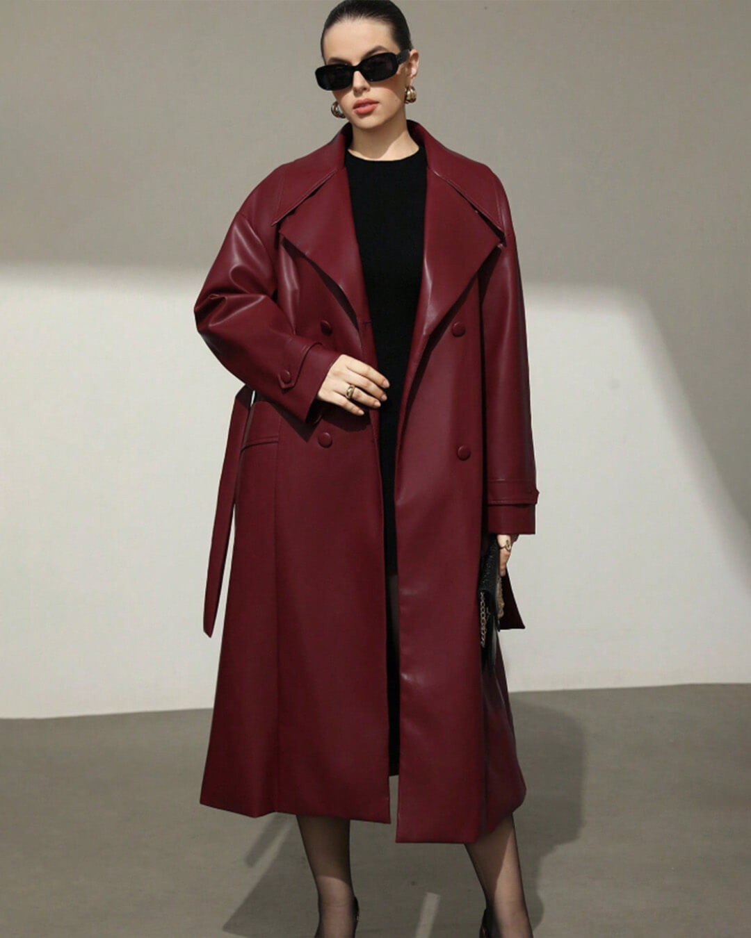 Connie Faux Leather Maxi Trench Coat