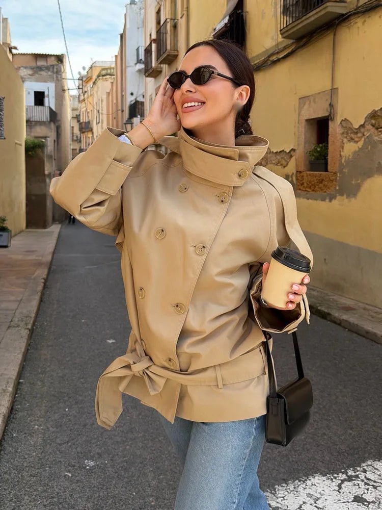 Trench-coat utilitaire Maria à col montant
