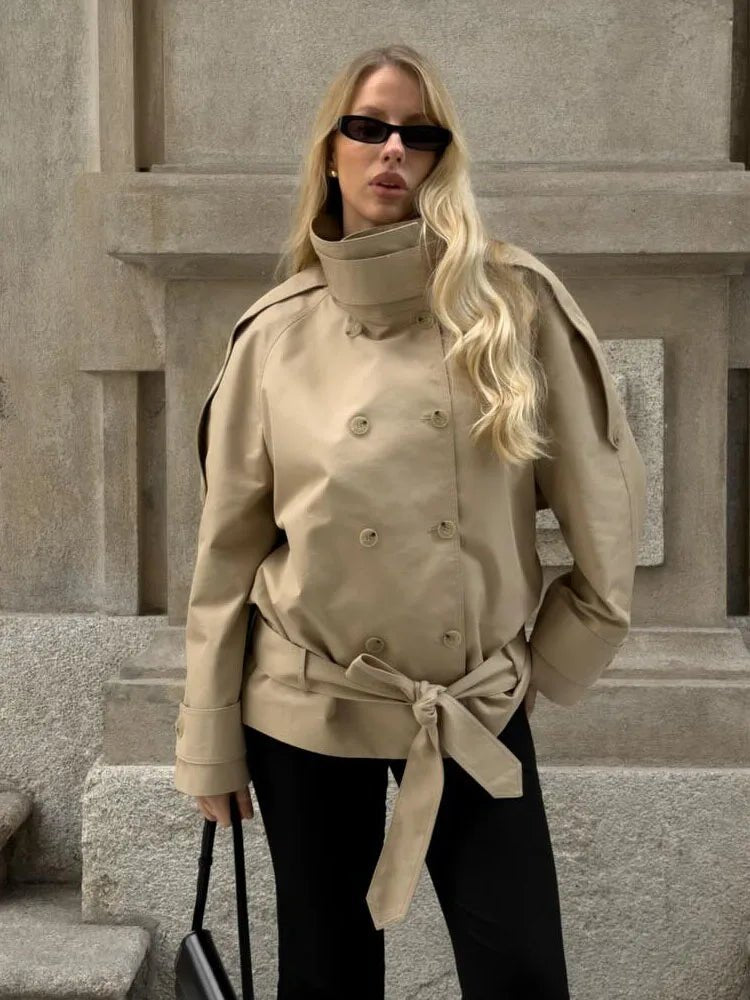 Trench-coat utilitaire Maria à col montant