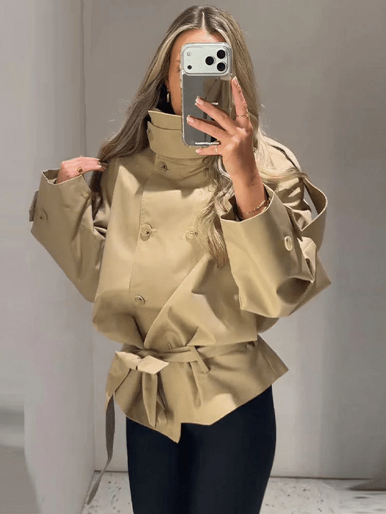 Trench-coat utilitaire Maria à col montant
