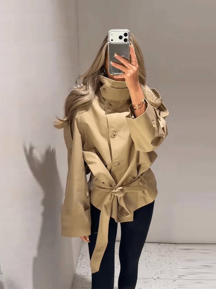 Trench-coat utilitaire Maria à col montant