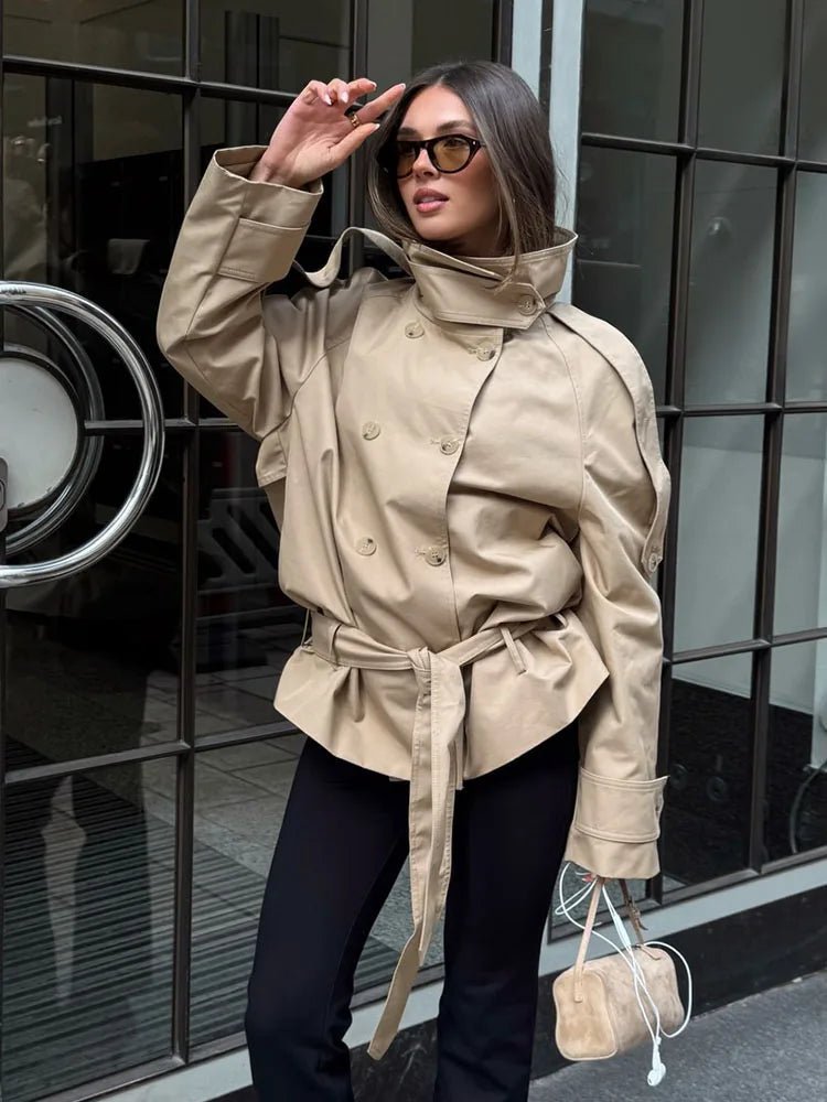 Trench-coat utilitaire Maria à col montant