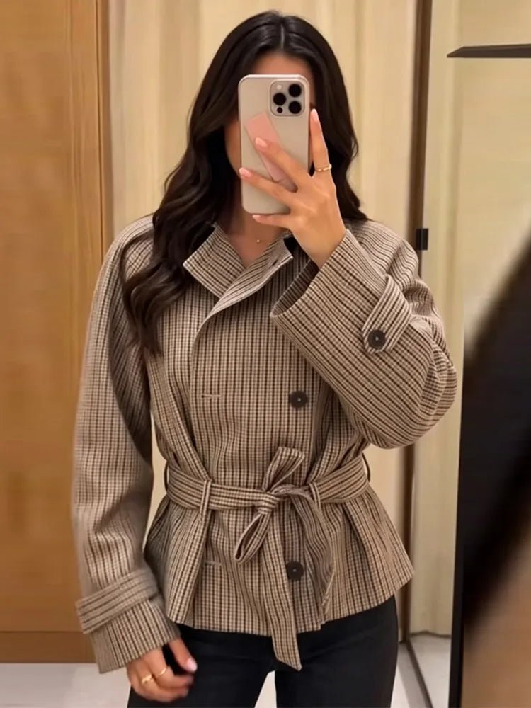 Trench-coat à carreaux Melissa avec ceinture