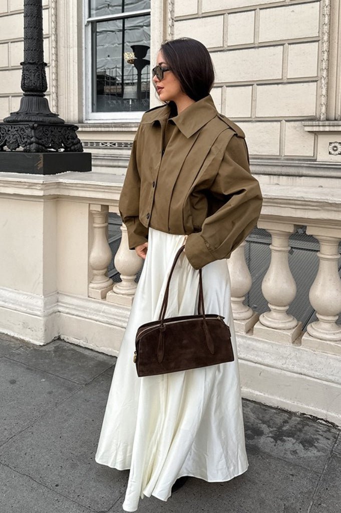 Julia Cropped Pleated Utility Jacket