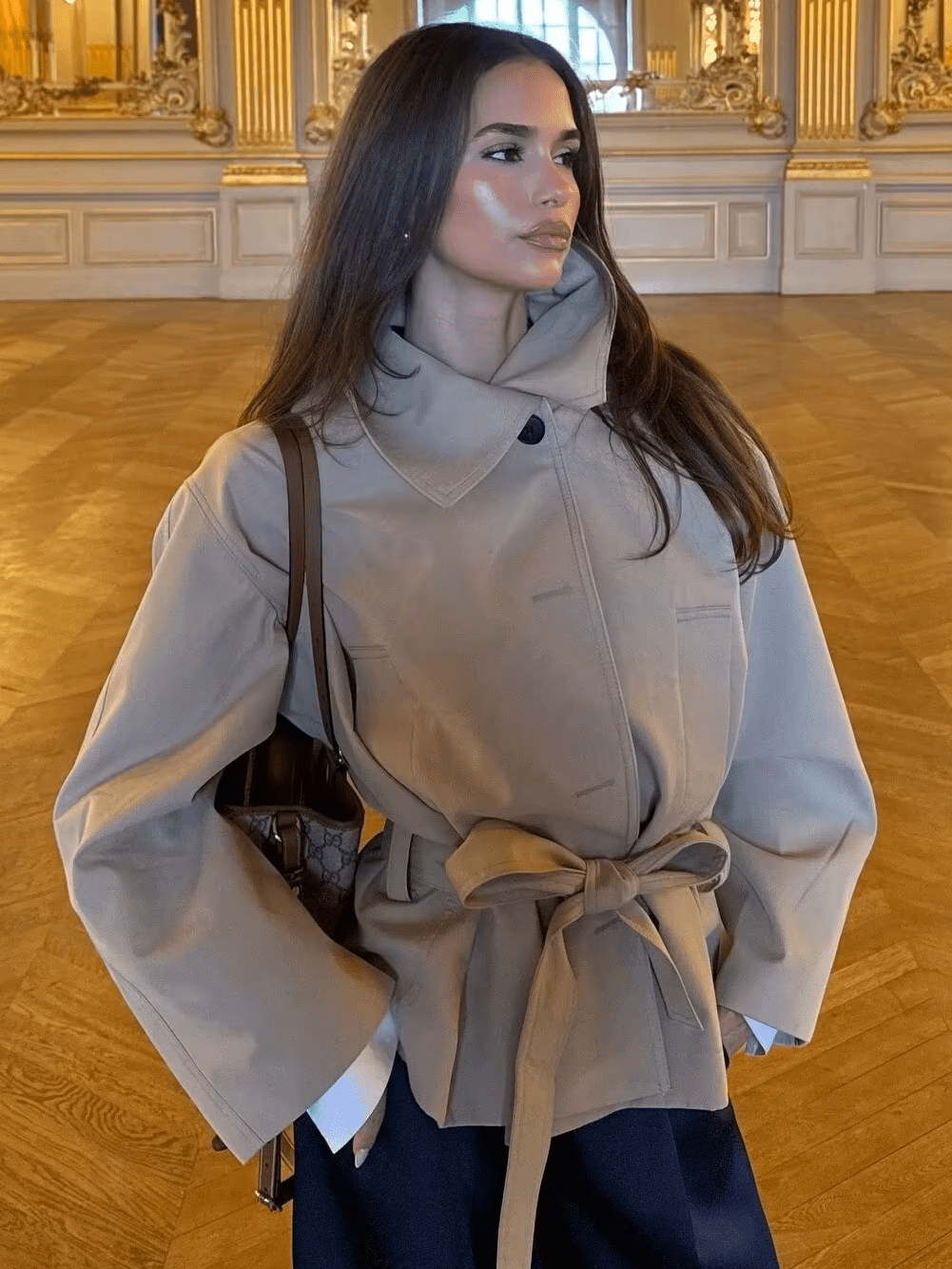 Helena Asymmetric Belted Trench Coat