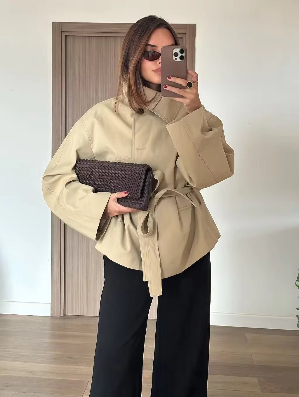 Helena Asymmetric Belted Trench Coat