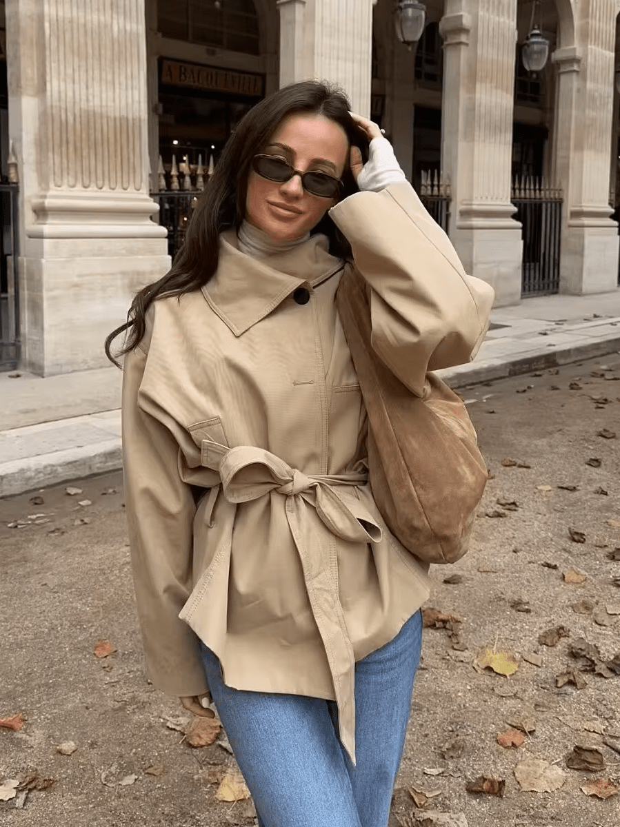 Helena Asymmetric Belted Trench Coat