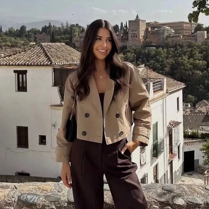 Carla Cropped Double Breasted Trench Coat