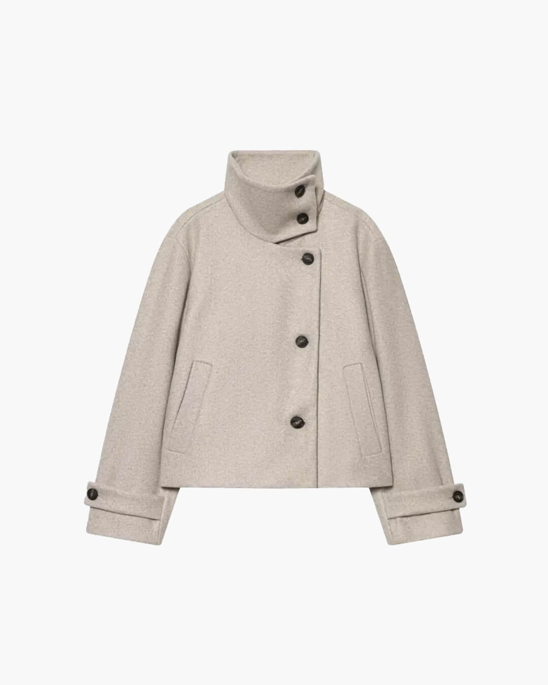Manteau Monica Rose à boucle et col montant