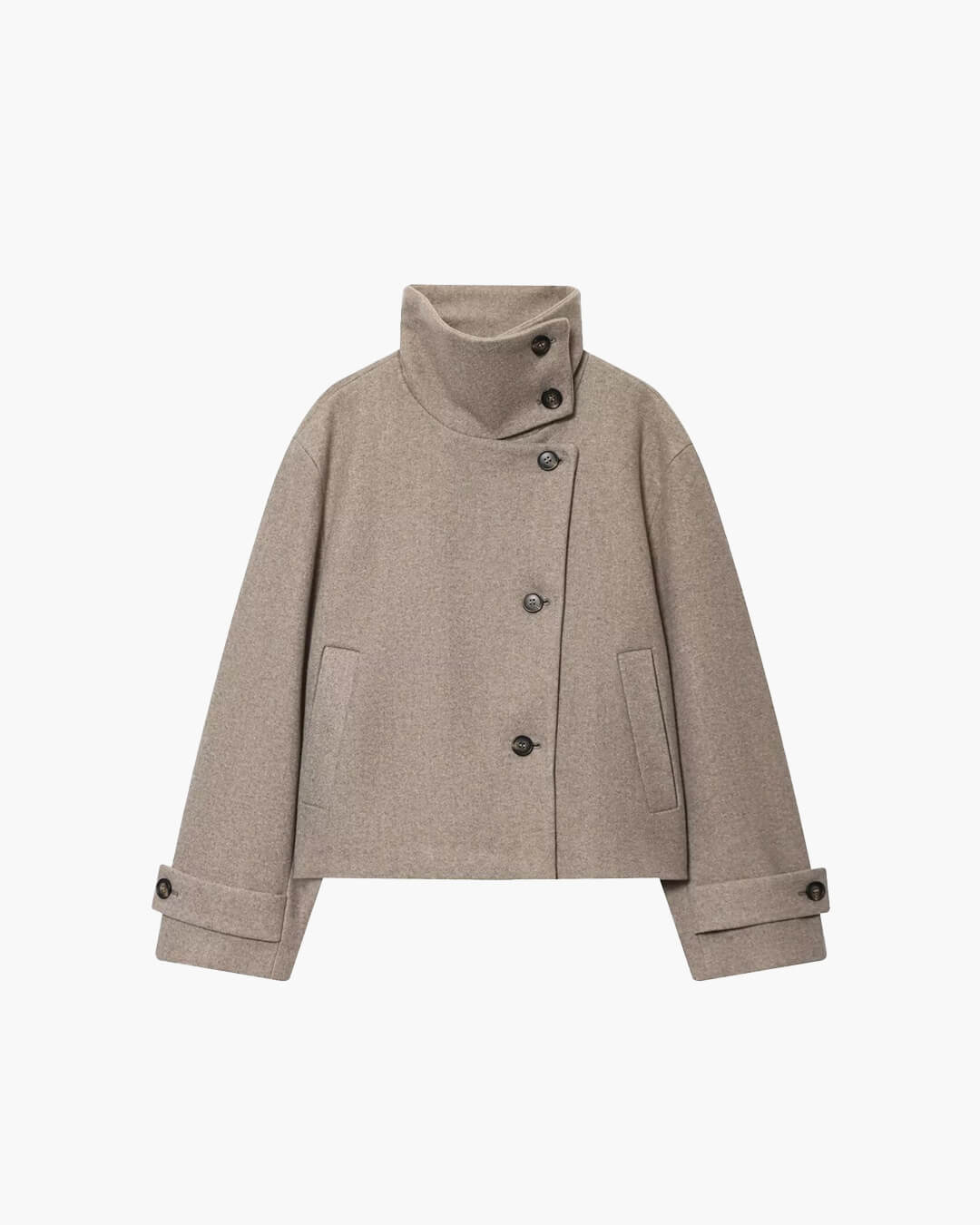 Manteau Monica Rose à boucle et col montant