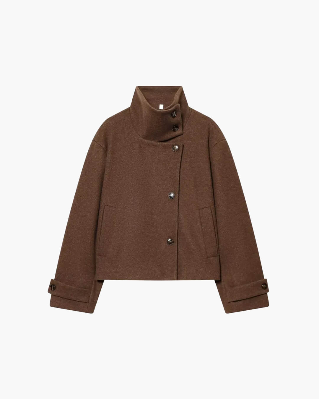 Manteau Monica Rose à boucle et col montant