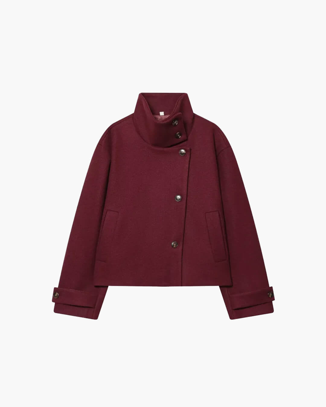 Manteau Monica Rose à boucle et col montant