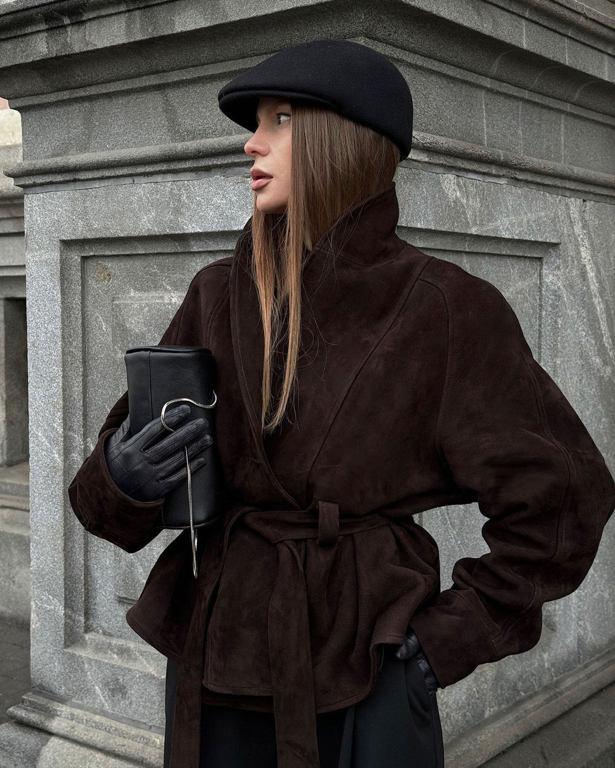 Trench-coat en daim ceinturé Annie
