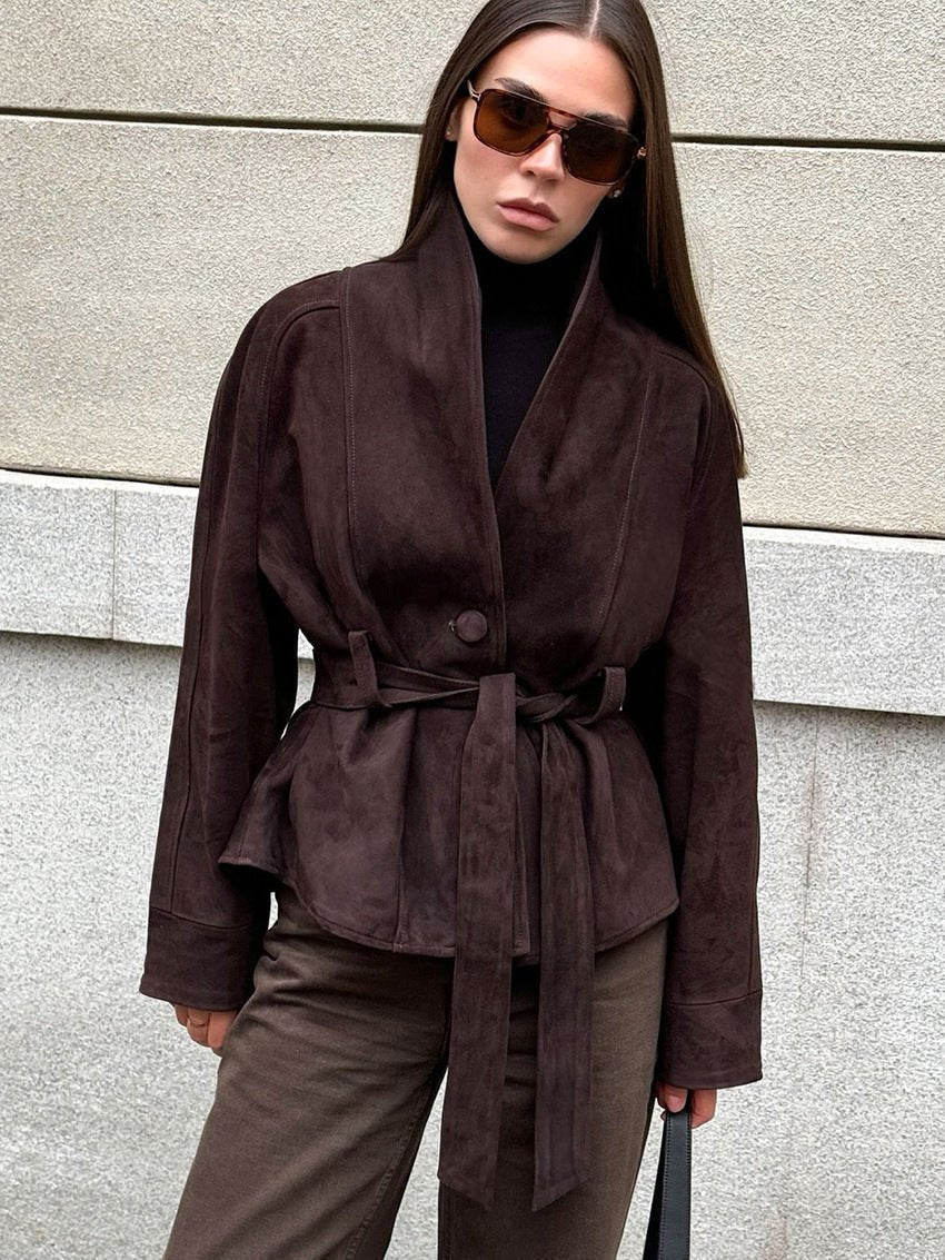 Trench-coat en daim ceinturé Annie