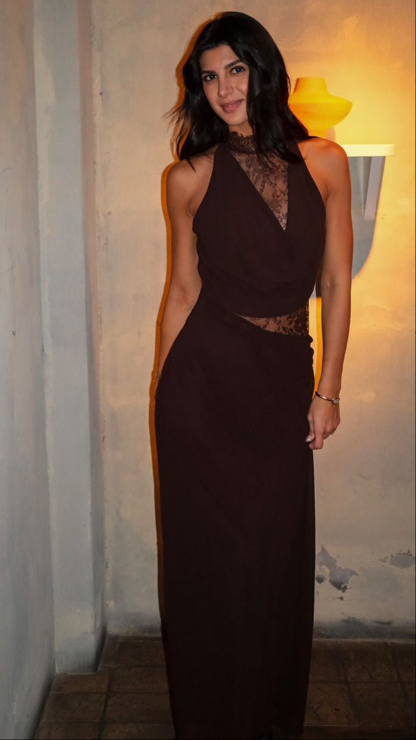 Sienna Halter Lace Maxi Dress