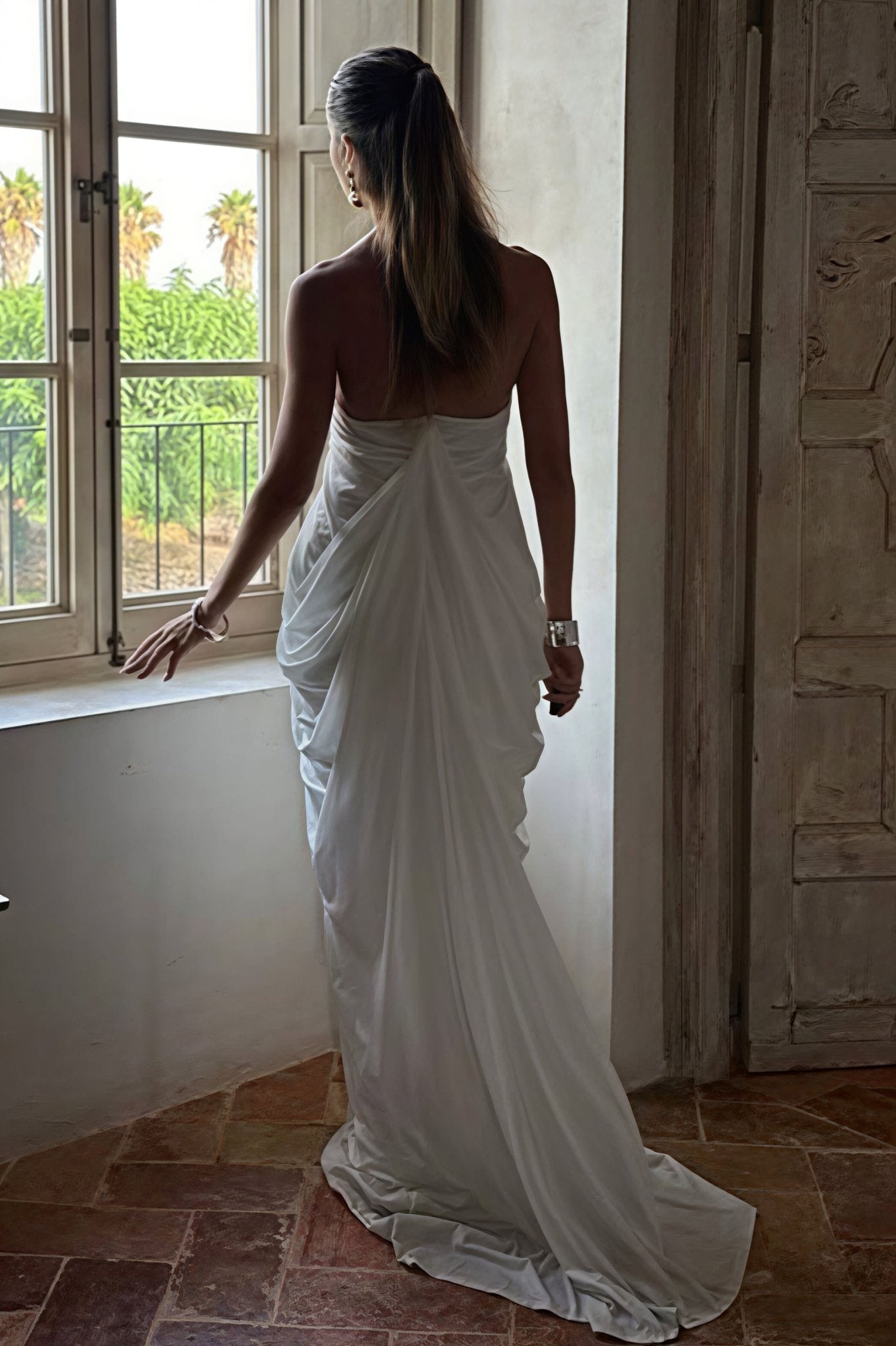 Robe maxi Celia en tulle à volants