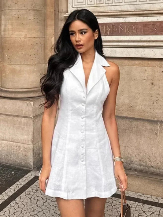 Robe courte à col en V Rafaela