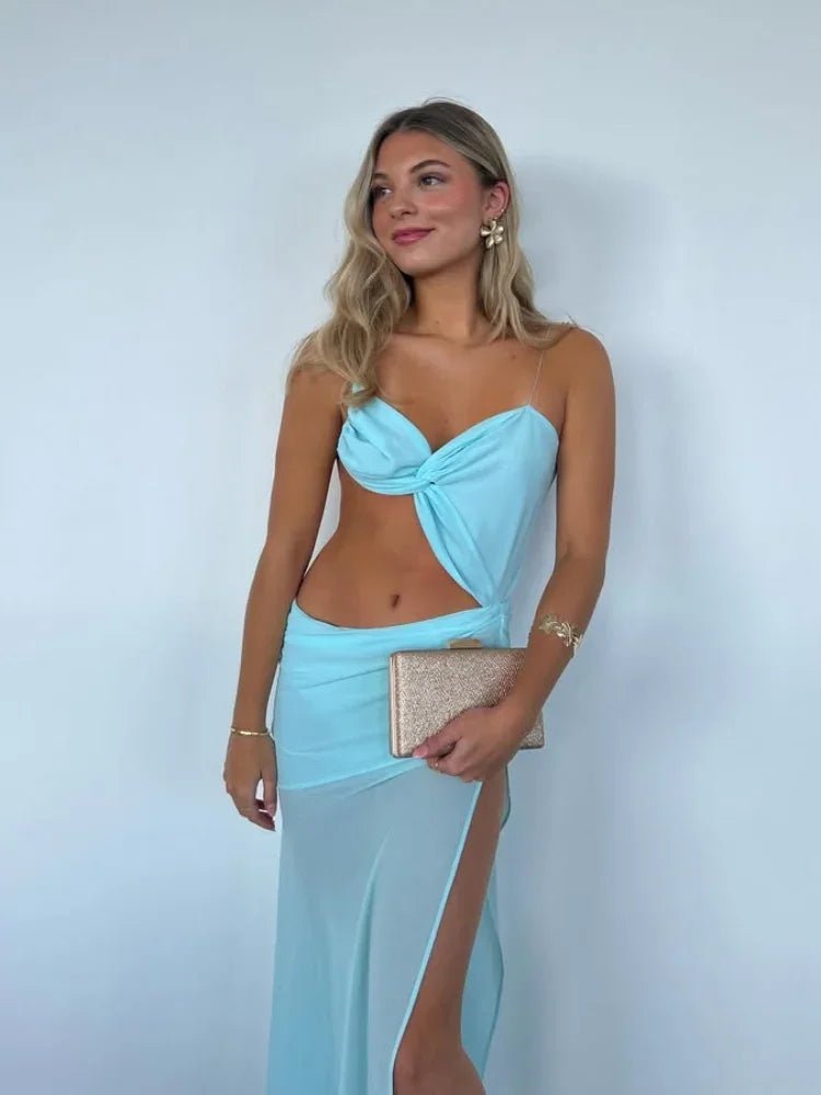 Isabelle Mesh Cutout Maxi Dress