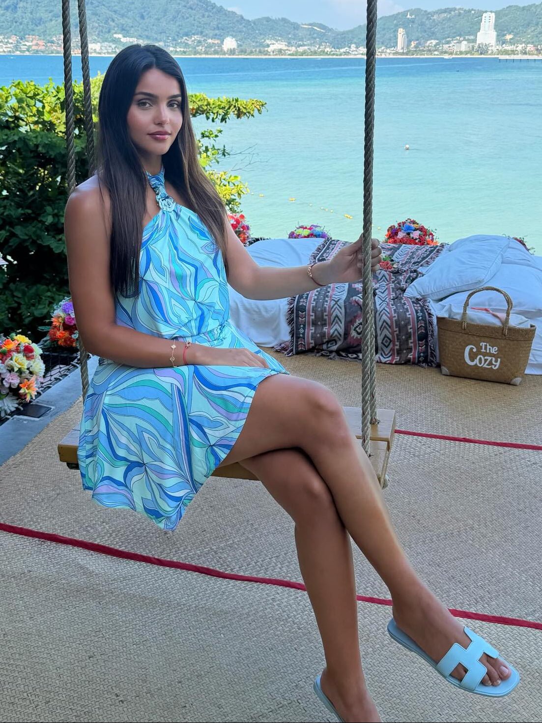 Iris Swirl Print Halter Mini Dress