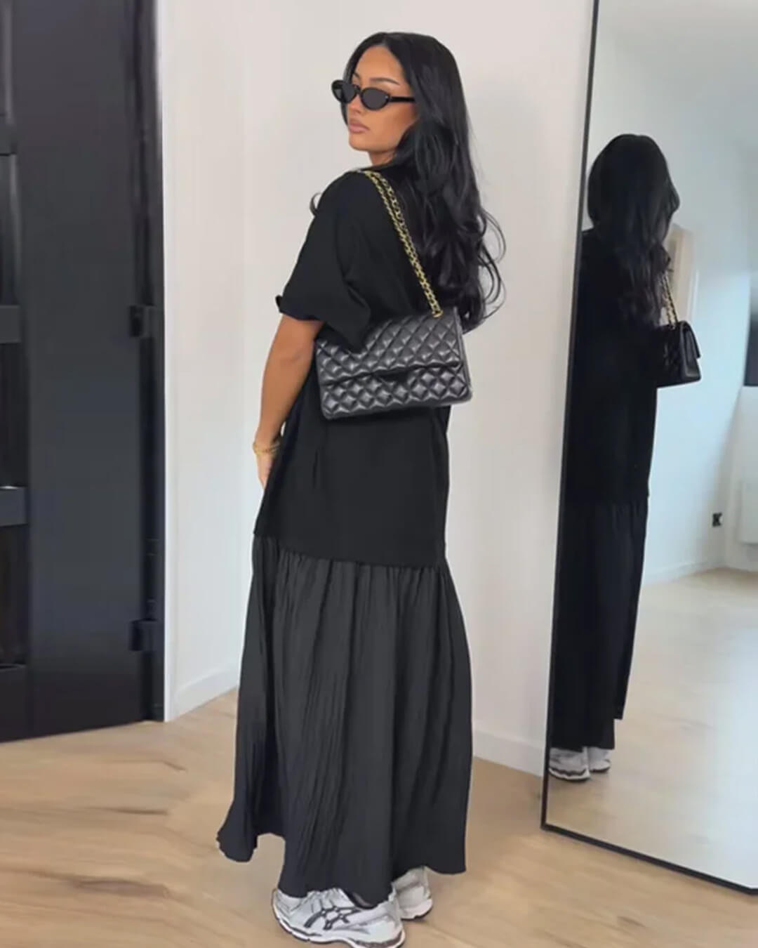Robe midi Amybeth plissée patchwork