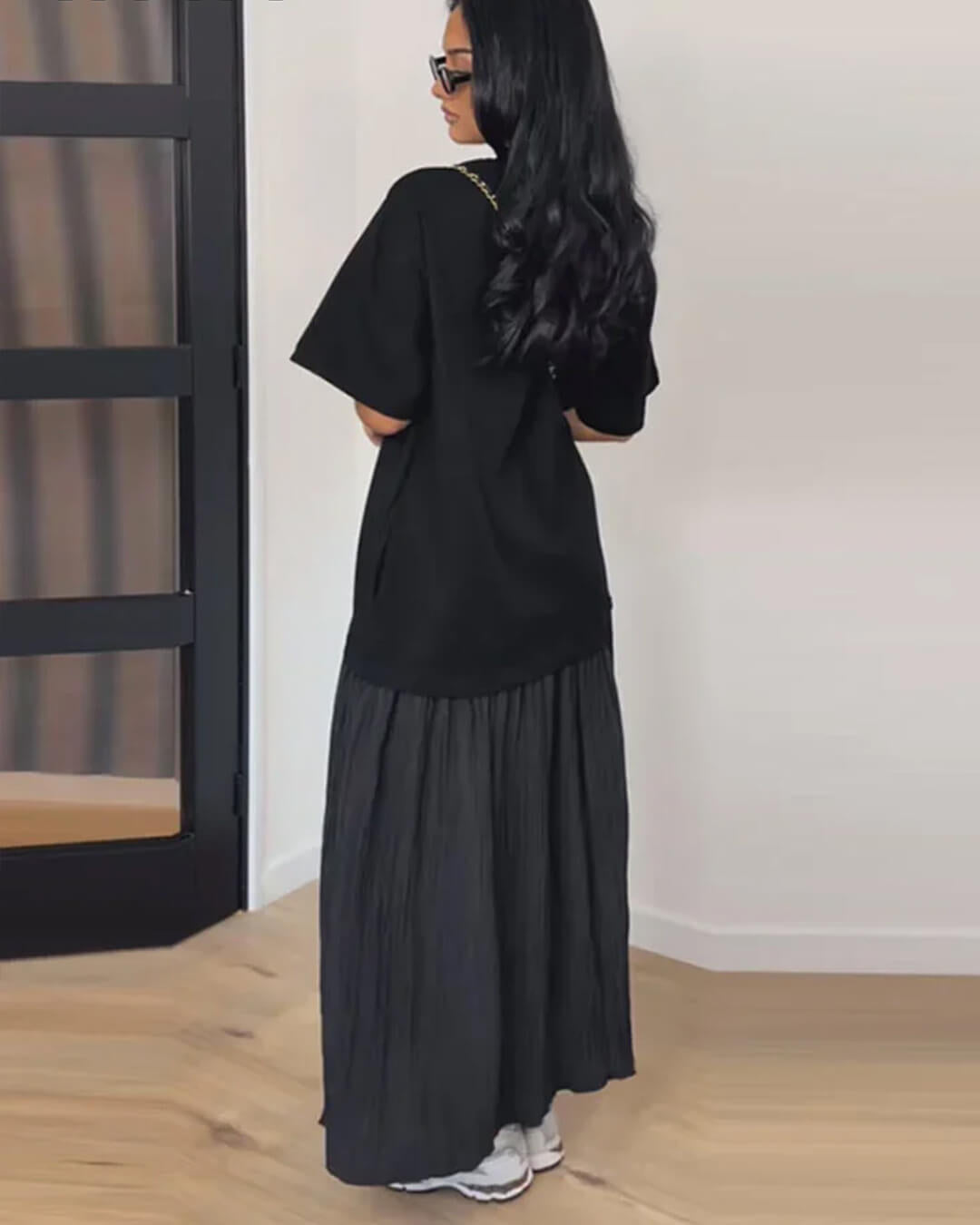 Robe midi Amybeth plissée patchwork