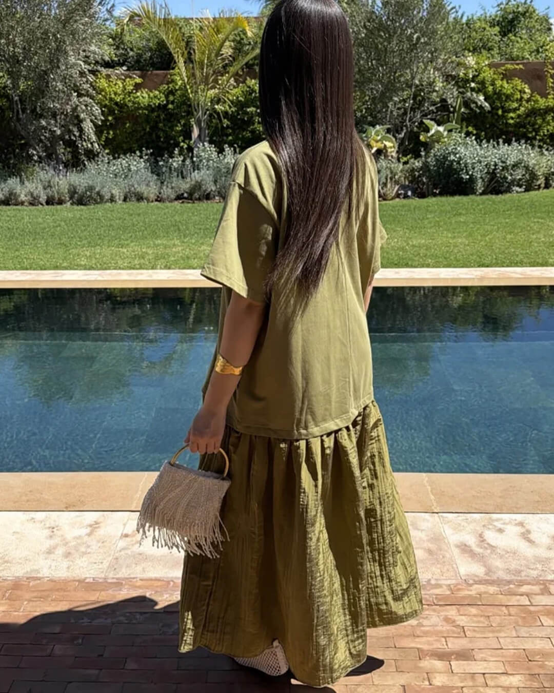 Robe midi Amybeth plissée patchwork
