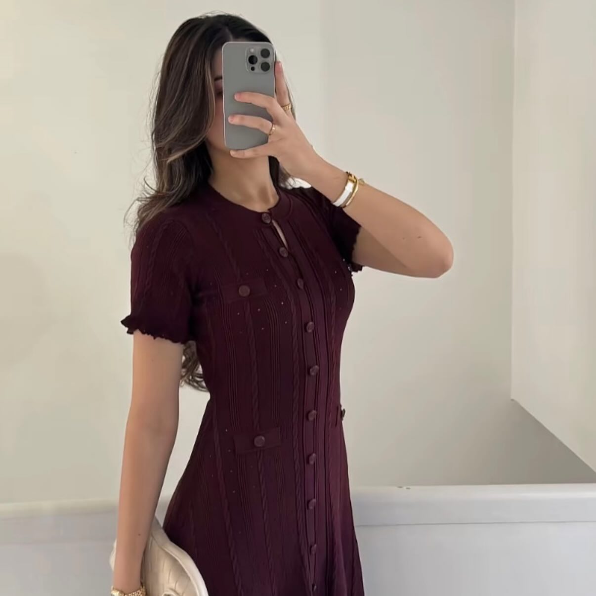 Margot Button-Front Knit Midi Dress