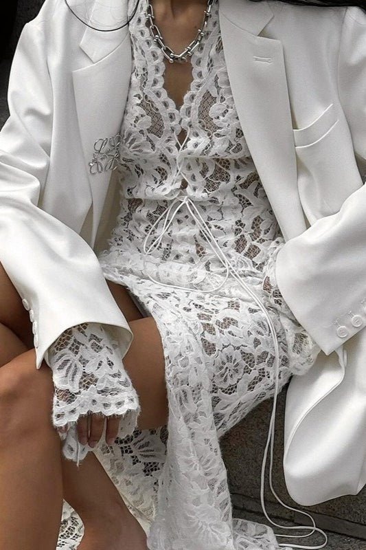 Naomi Lace Deep V Maxi Dress