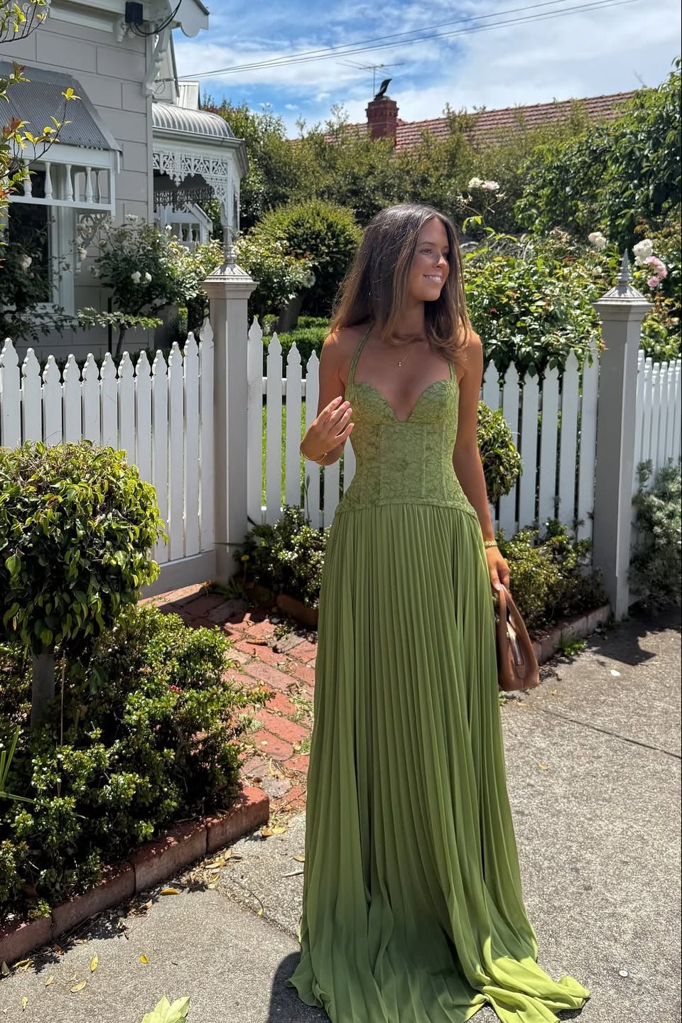 Miranda Pleated Corset Maxi Dress