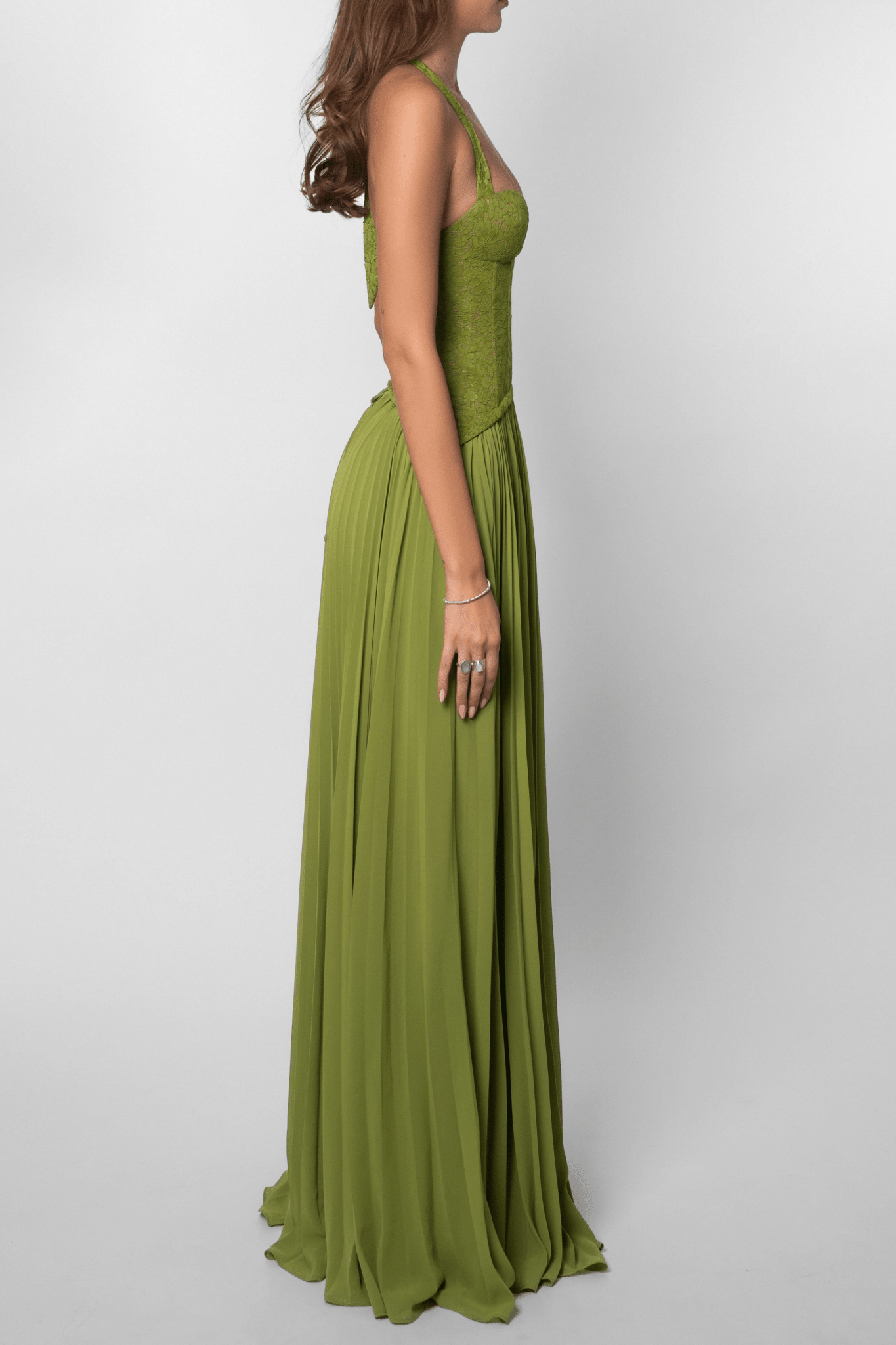 Miranda Pleated Corset Maxi Dress