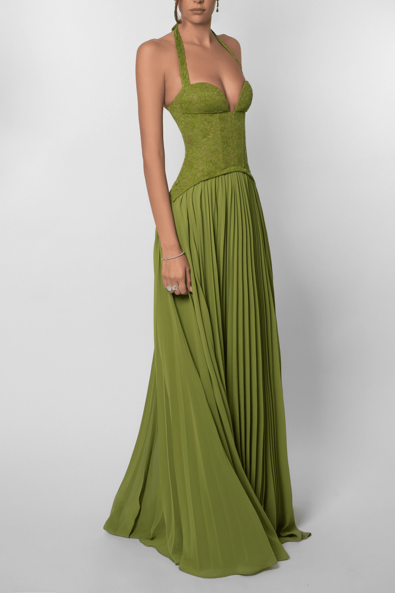 Miranda Pleated Corset Maxi Dress