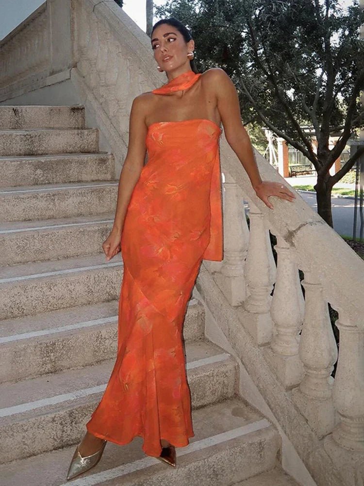 Rina robe maxi sans bretelles en mesh
