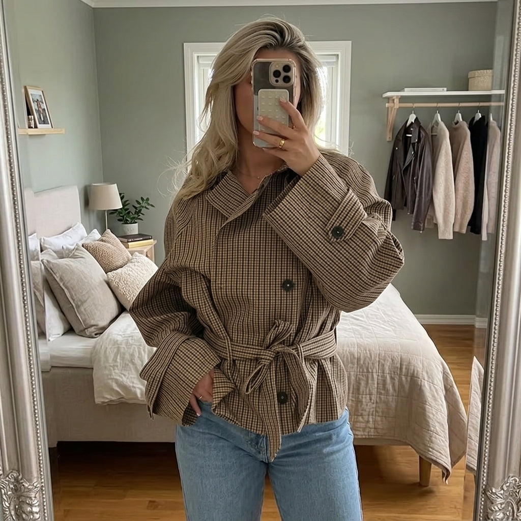 Trench-coat à carreaux Melissa avec ceinture