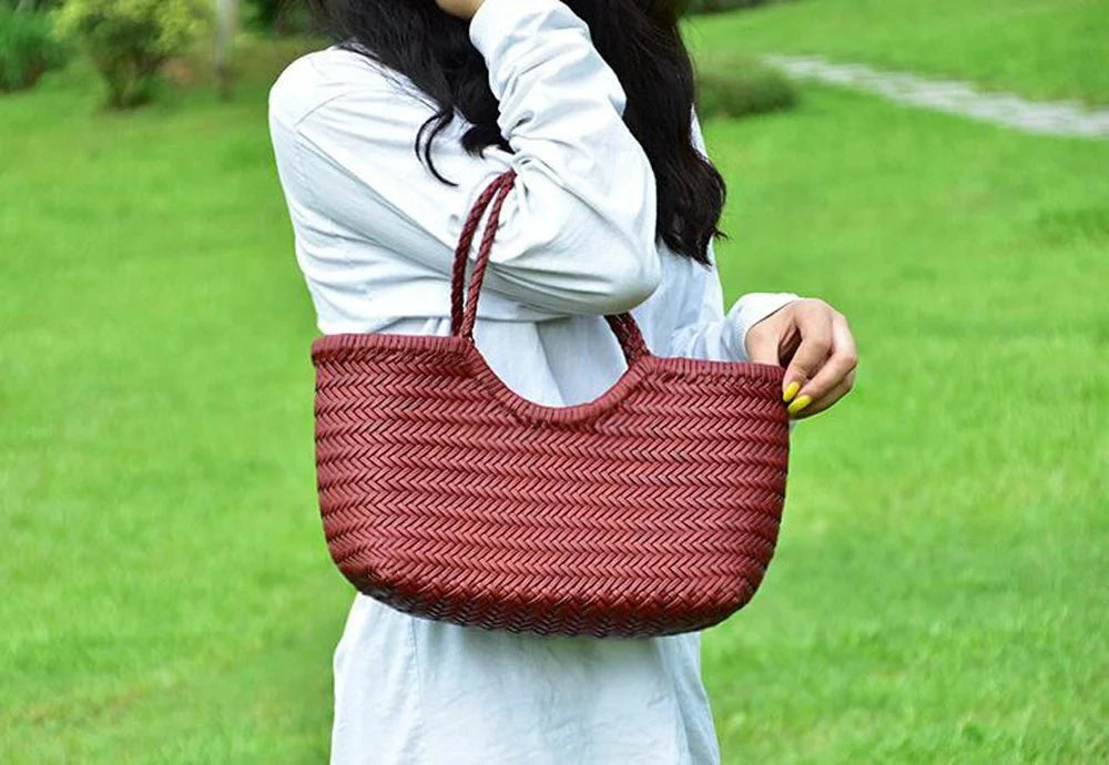 Sac cabas en cuir tressé Melisande