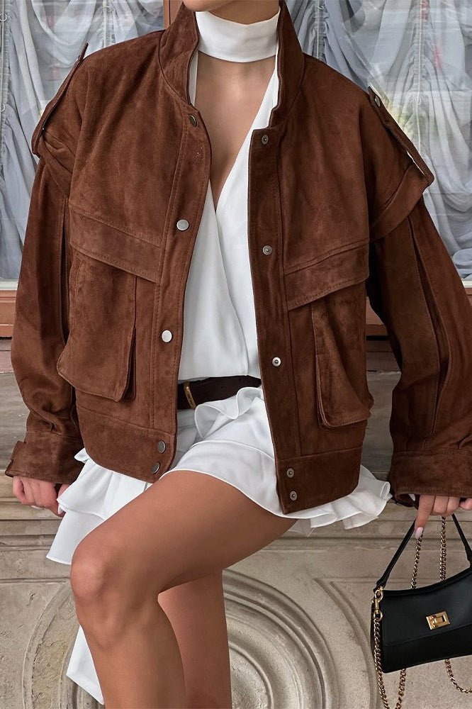 Esther Wide Shoulder Suede Jacket