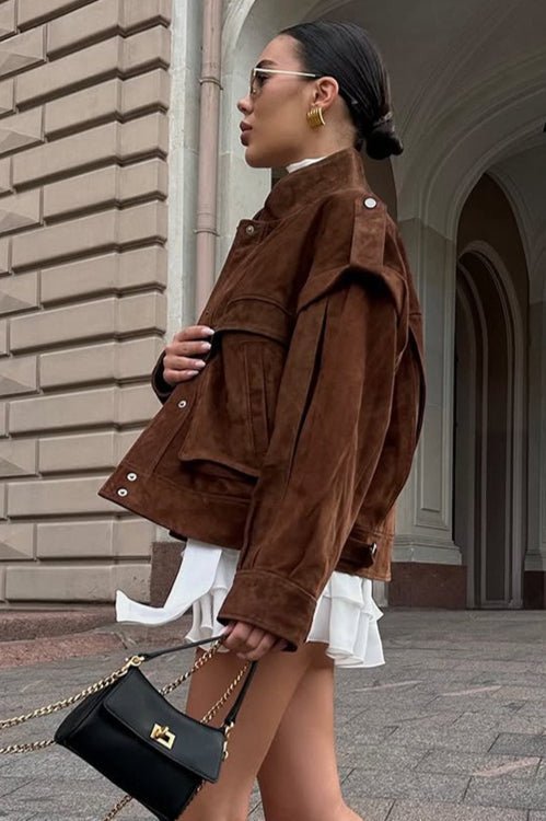 Esther Wide Shoulder Suede Jacket