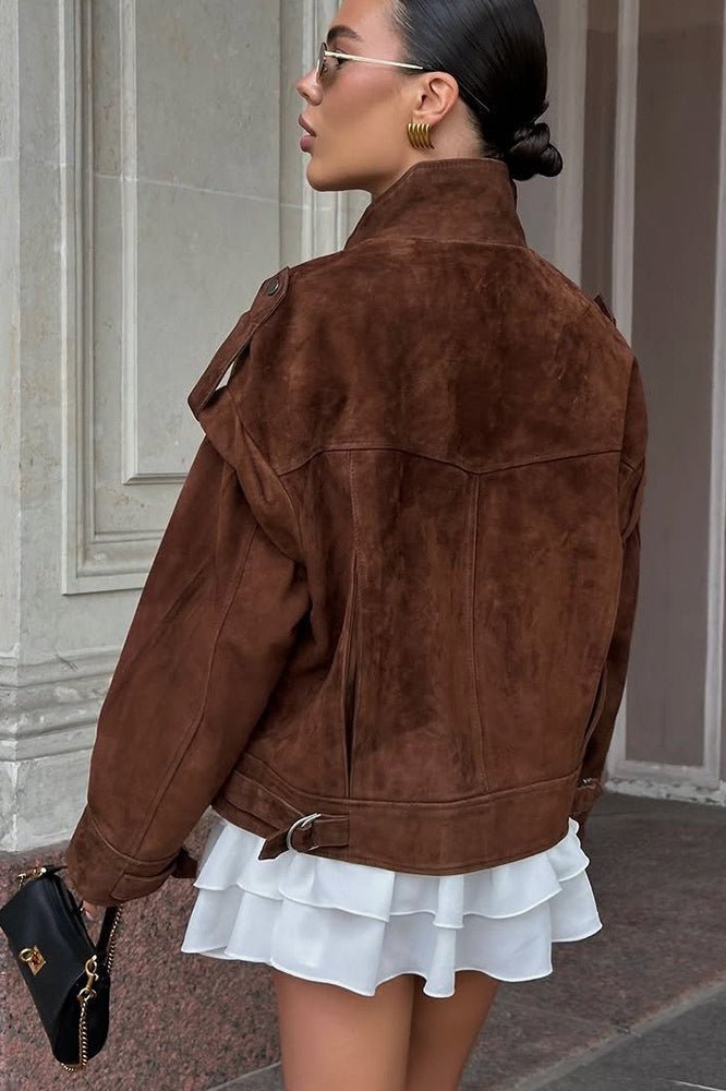 Esther Wide Shoulder Suede Jacket