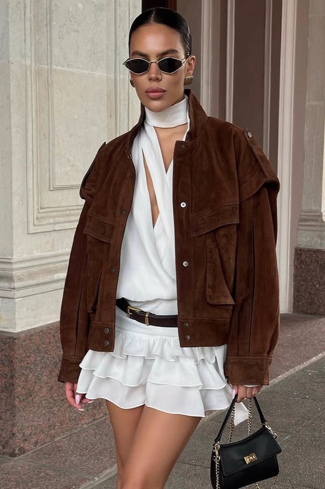 Esther Wide Shoulder Suede Jacket