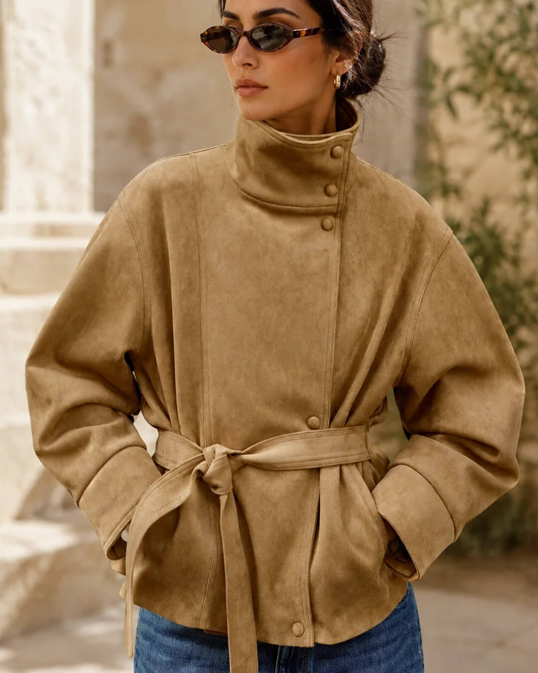 Veste en daim à lacets Rebecca
