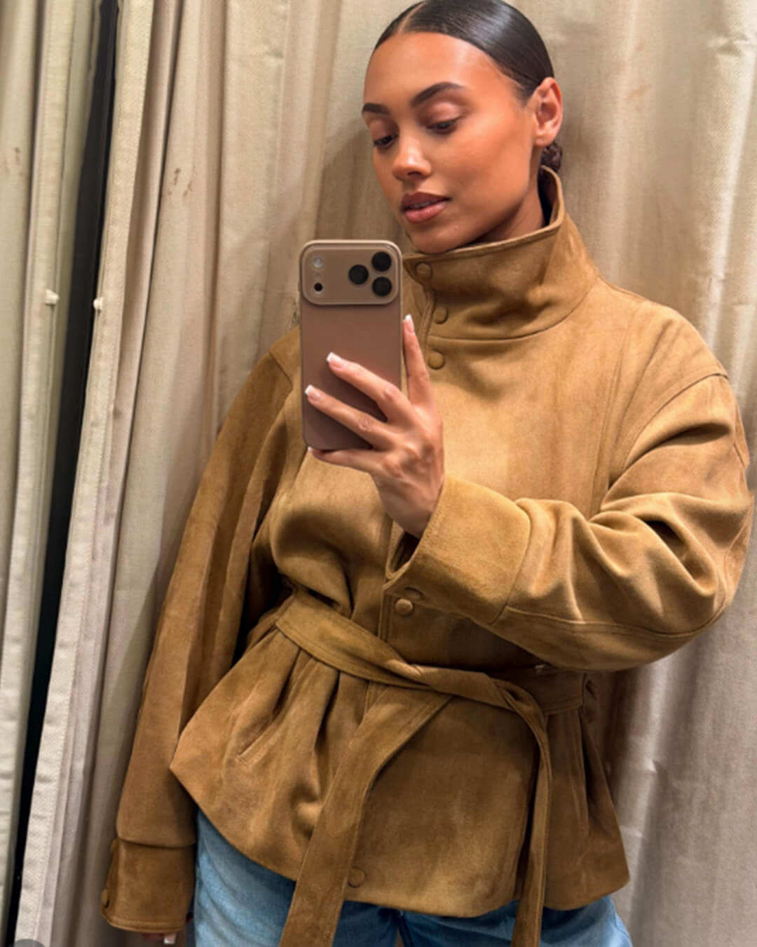 Veste en daim à lacets Rebecca