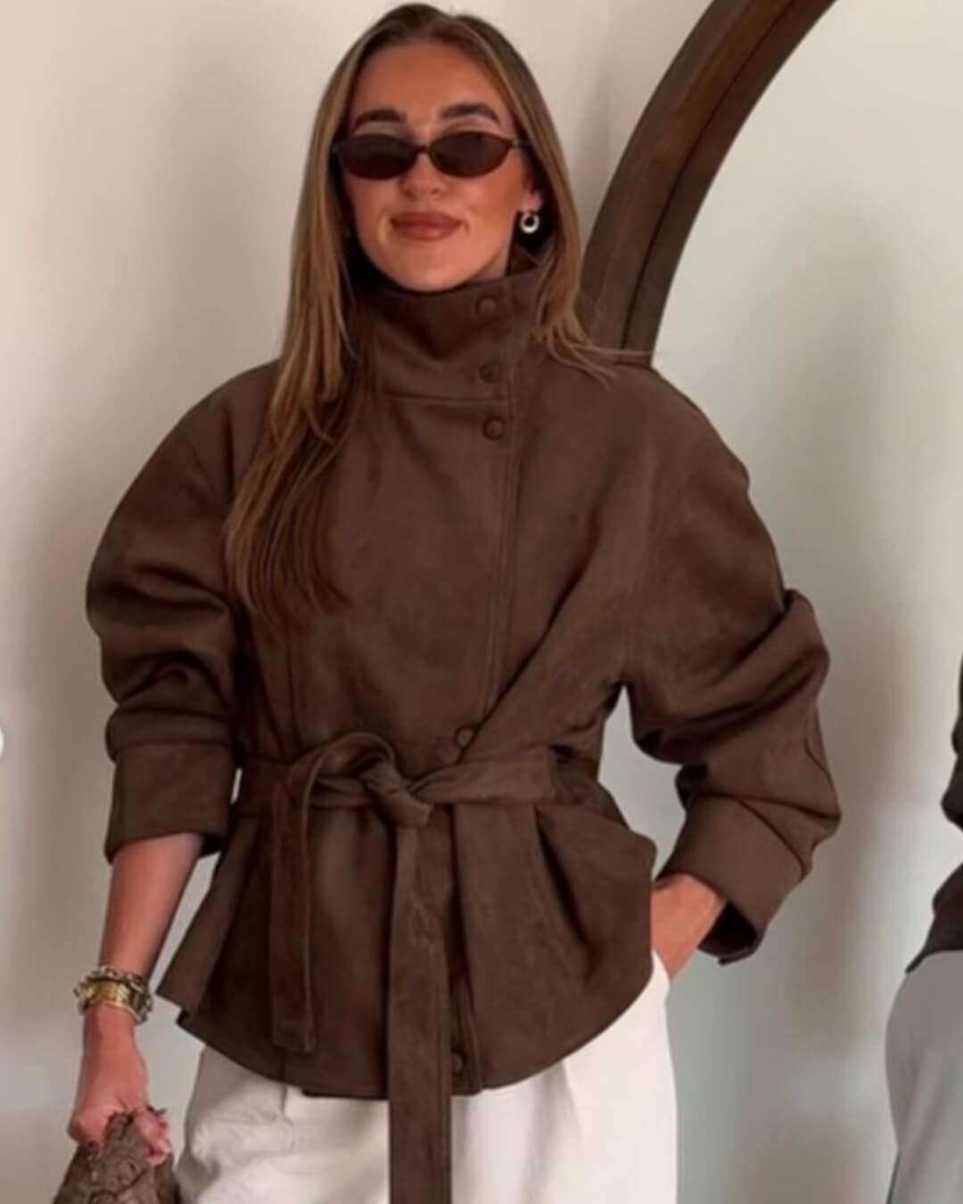 Veste en daim à lacets Rebecca