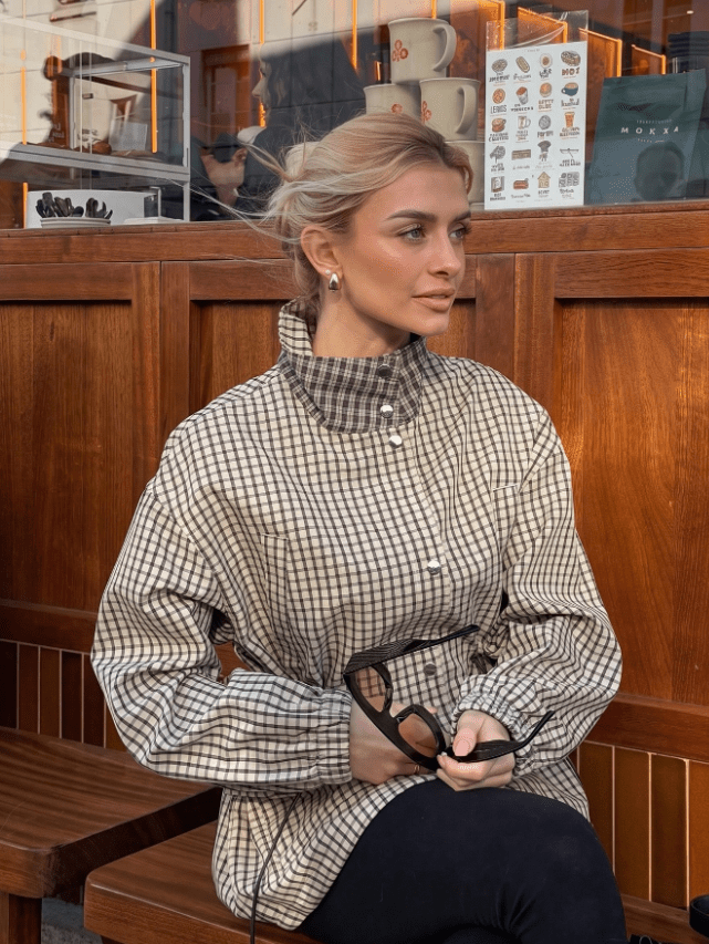 Veste cintrée à carreaux vintage Sarah