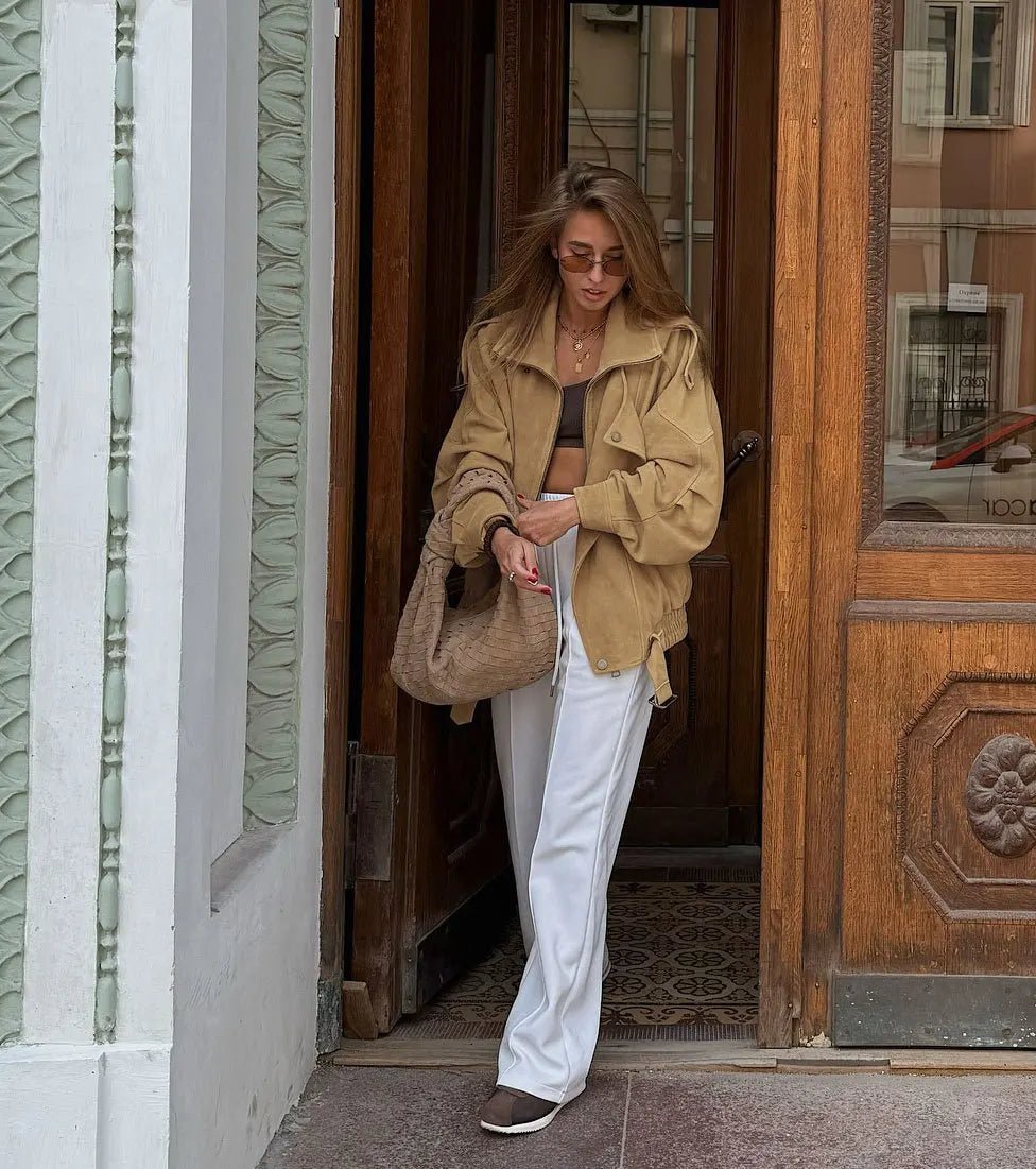 Erica Faux Suede Oversized Bomber Jacket