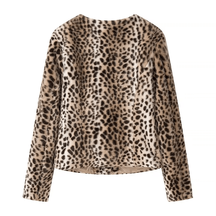 Veste courte en fausse fourrure léopard Katie