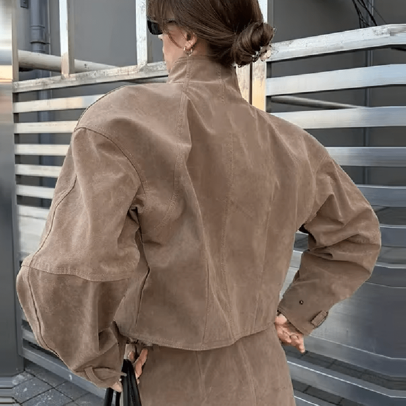 Veste zippée Emily en faux daim